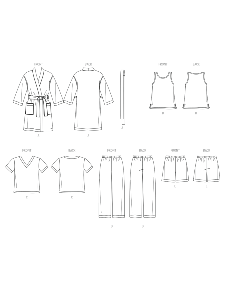 Patron New Look 6820 - Loungewear enfants 5 pièces