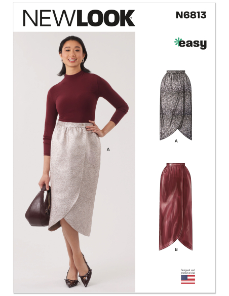 Patron New Look 6813 - Jupe portefeuille deux longueurs