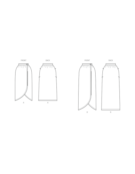 Patron New Look 6813 - Jupe portefeuille deux longueurs