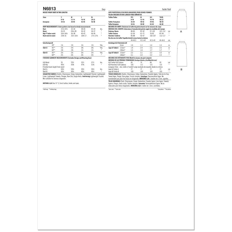 Patron New Look 6813 - Jupe...