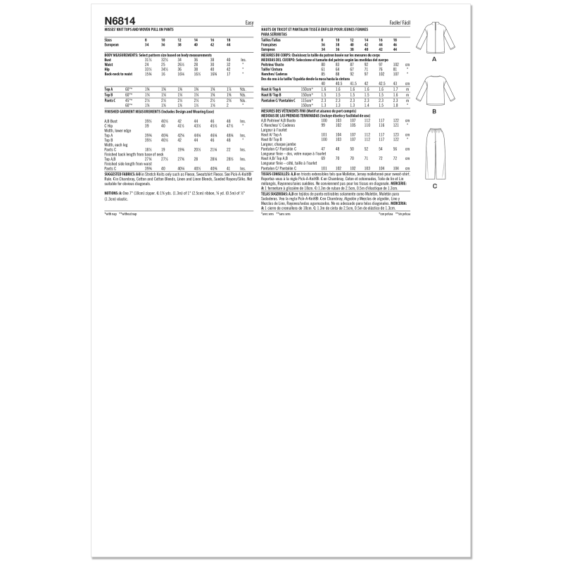 Patron New Look 6814 - Tops et...
