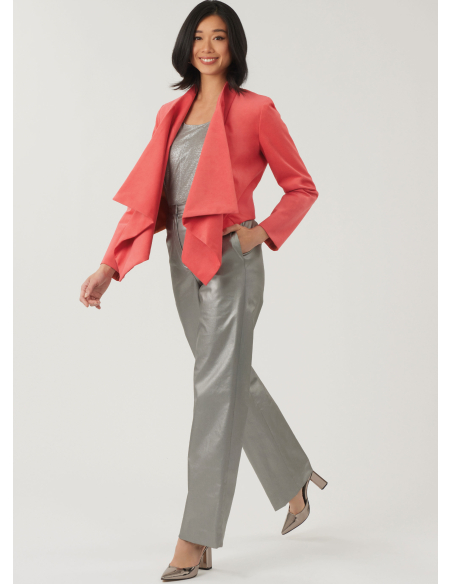 Patron New Look 6817 - Veste drapée avant, gilet & pantalon droit
