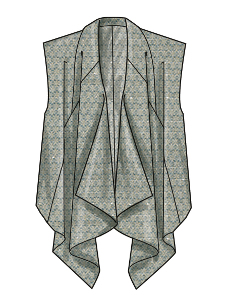 Patron New Look 6817 - Veste drapée avant, gilet & pantalon droit