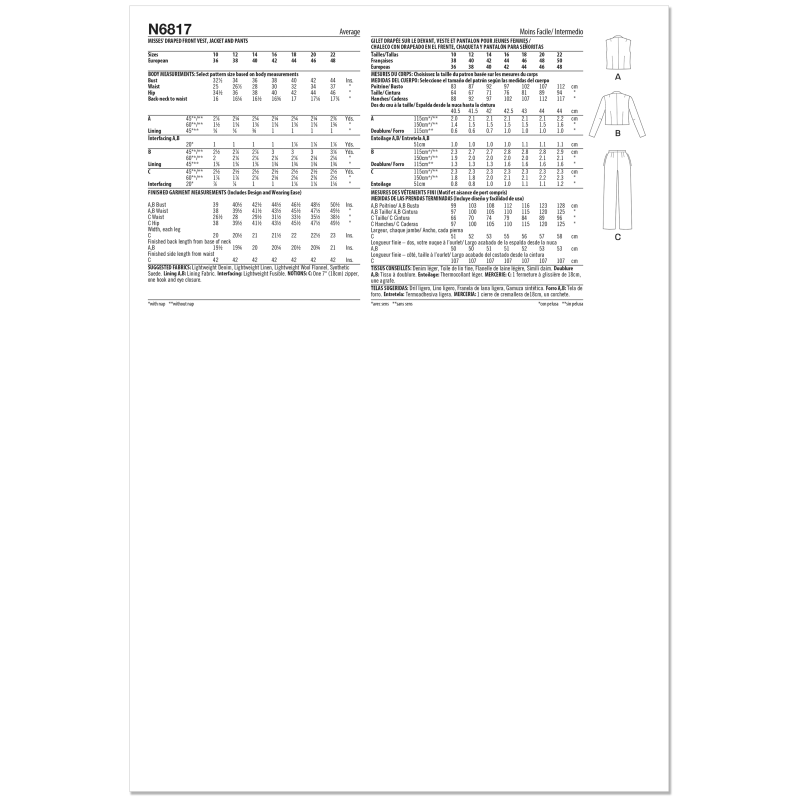 Patron New Look 6817 - Veste drapée...