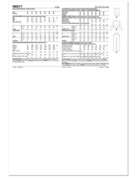 Patron New Look 6817 - Veste drapée avant, gilet & pantalon droit