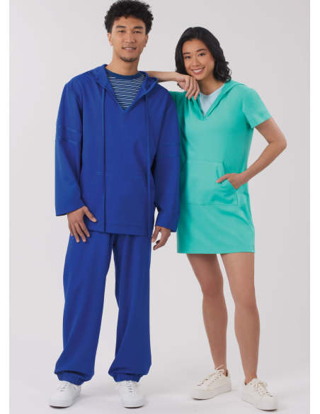 Patron New Look 6818 - Hoodie à capuche, pantalon & robe en maille