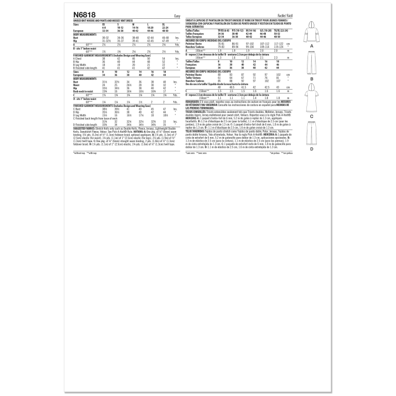 Patron New Look 6818 - Hoodie à...