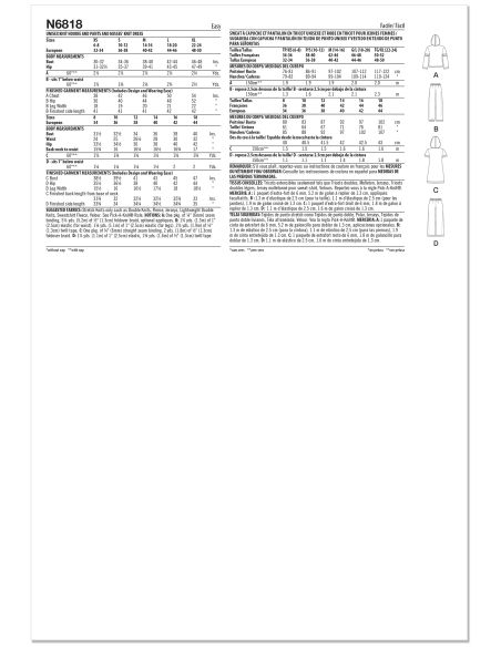 Patron New Look 6818 - Hoodie à capuche, pantalon & robe en maille