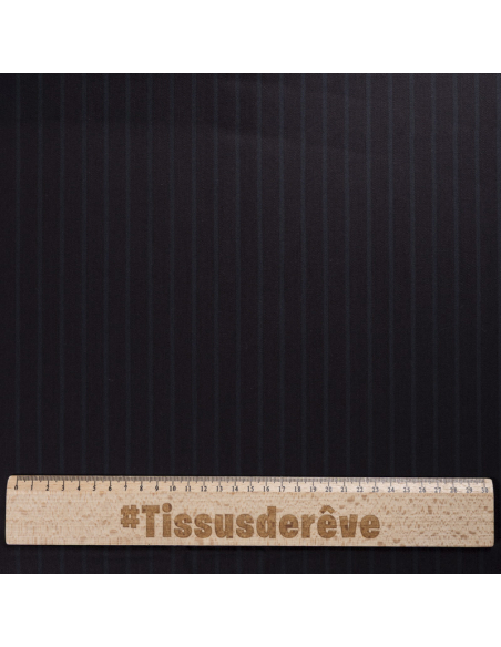 Gabardine imprimée coton & élasthanne – Rayure noir ton sur ton