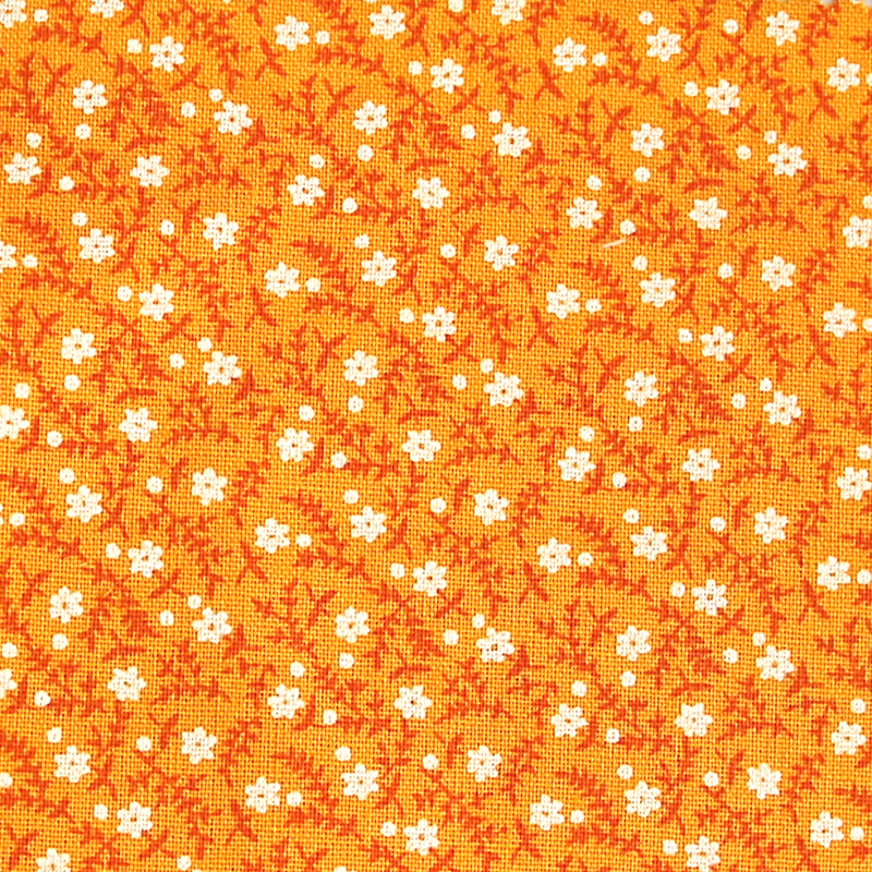 Toile de coton fleurie 100% coton - Fleurine Orange