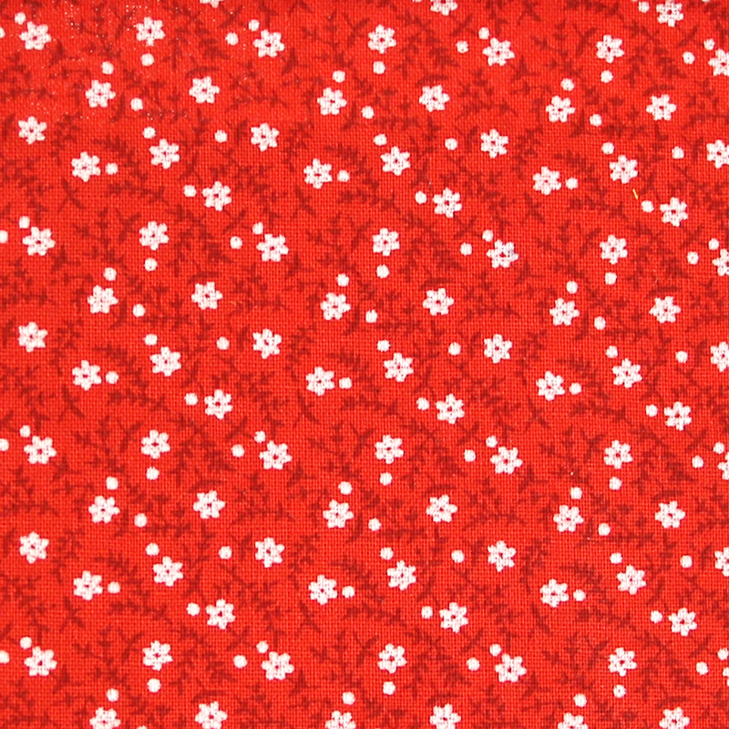 Toile de coton fleurie 100% coton - Fleurine Rouge