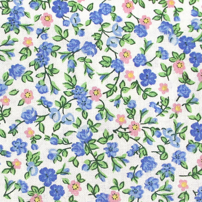 Toile de coton fleurie 100% coton - Celestine Bleu