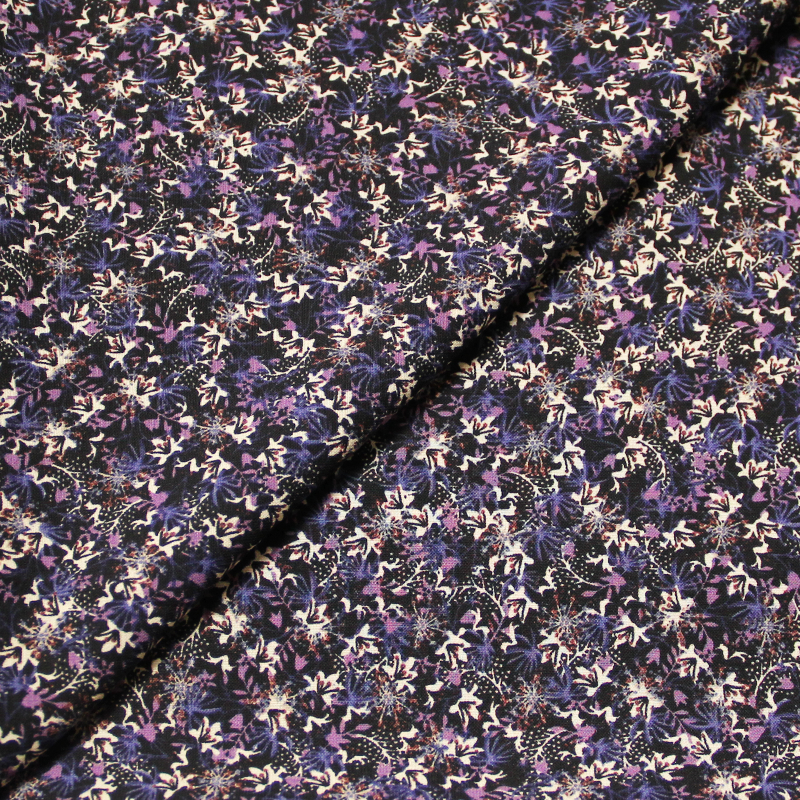 Javanaise imprimée - Etincelles fleuries violet