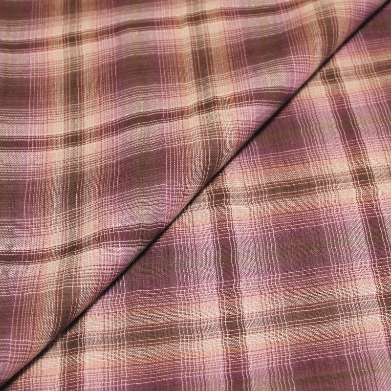 Gaze de coton tissé teint à carreaux -  Violet