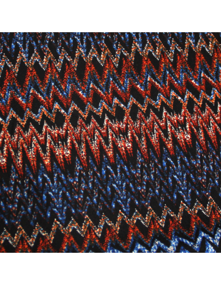 Javanaise imprimée - Chevrons éthniques bleu & rouge