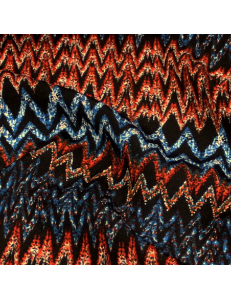 Javanaise imprimée - Chevrons éthniques bleu & rouge