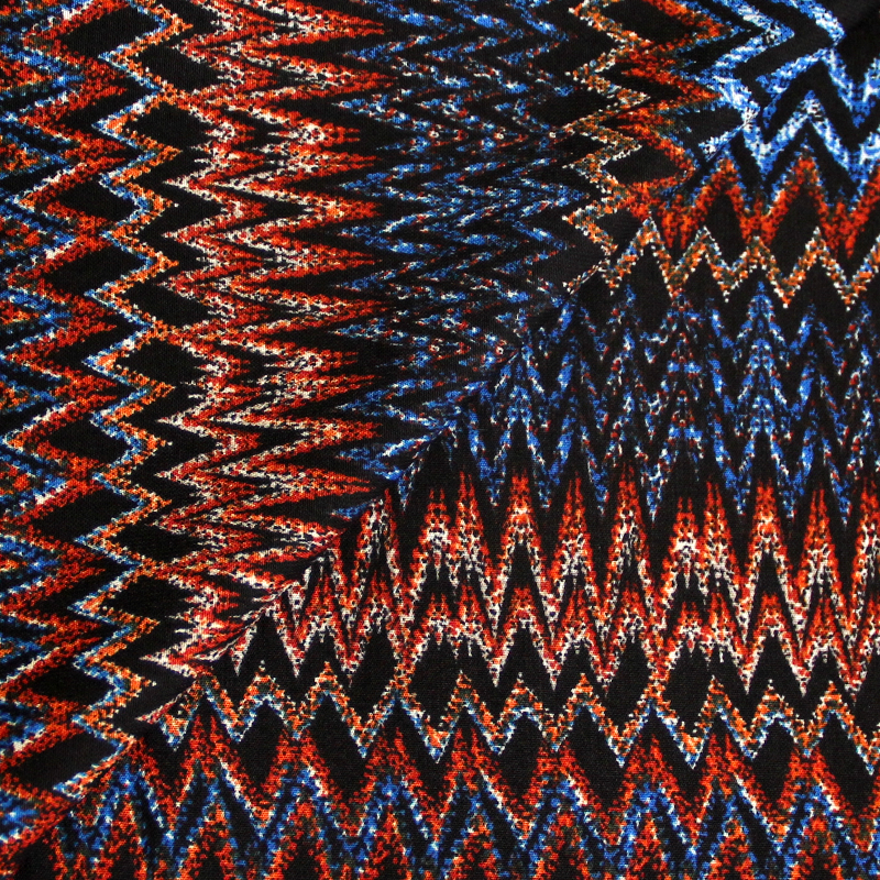 Javanaise imprimée - Chevrons éthniques bleu & rouge