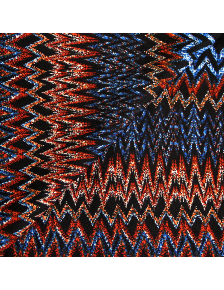 Javanaise imprimée - Chevrons éthniques bleu & rouge