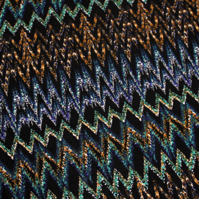 Javanaise imprimée - Chevrons éthniques bleu & vert