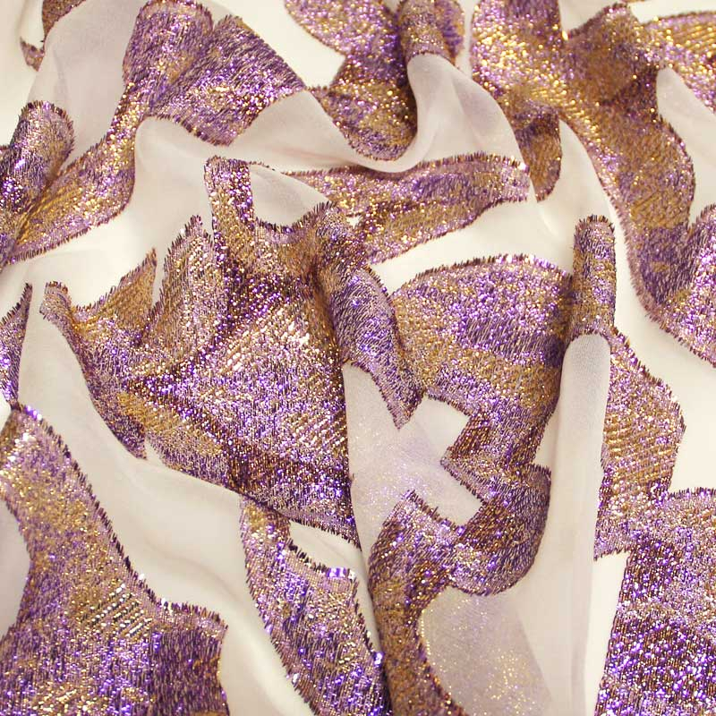 Mousseline de soie jacquard lancé découpé - Paola