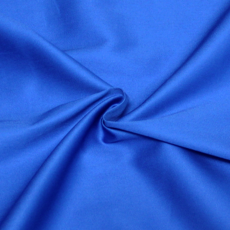 Popeline satinée unie coton & élasthanne - Bleu