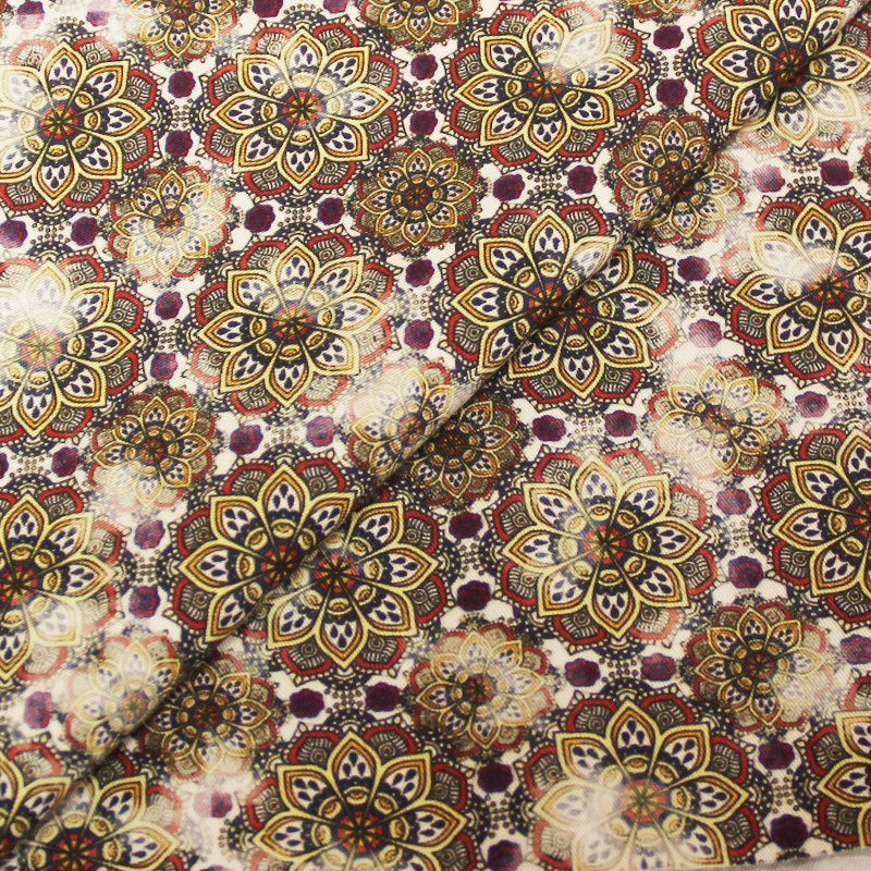Gabardine de coton et élasthanne imprimée - Mandalas multicolores
