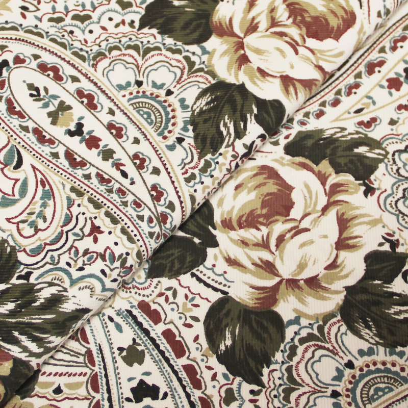 Velours côtelé babycord imprimé - Cachemire fleuris