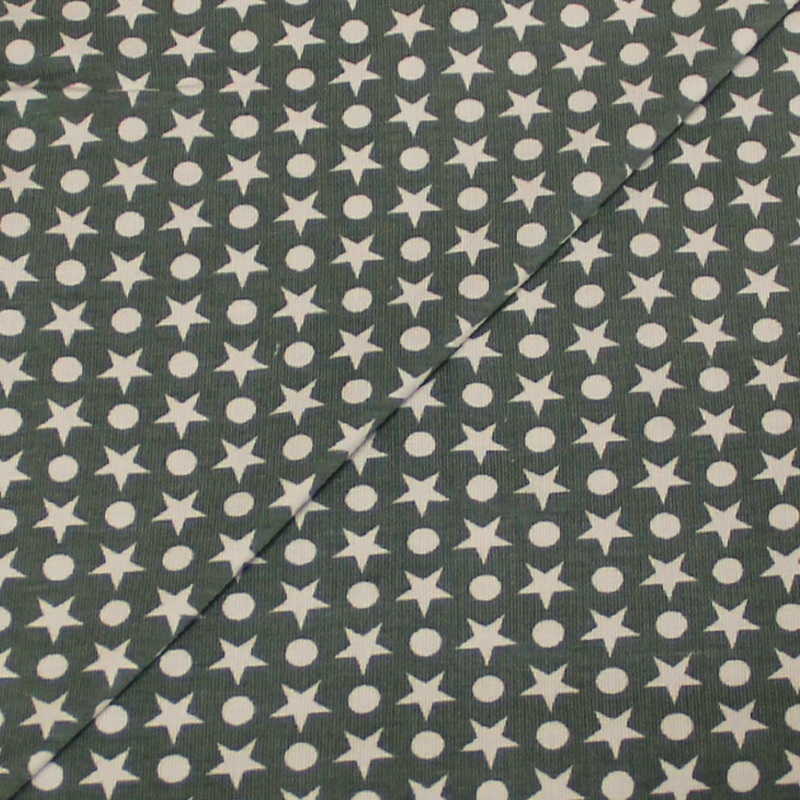Jersey imprimé - Imprimé étoile et pois sur fond vert