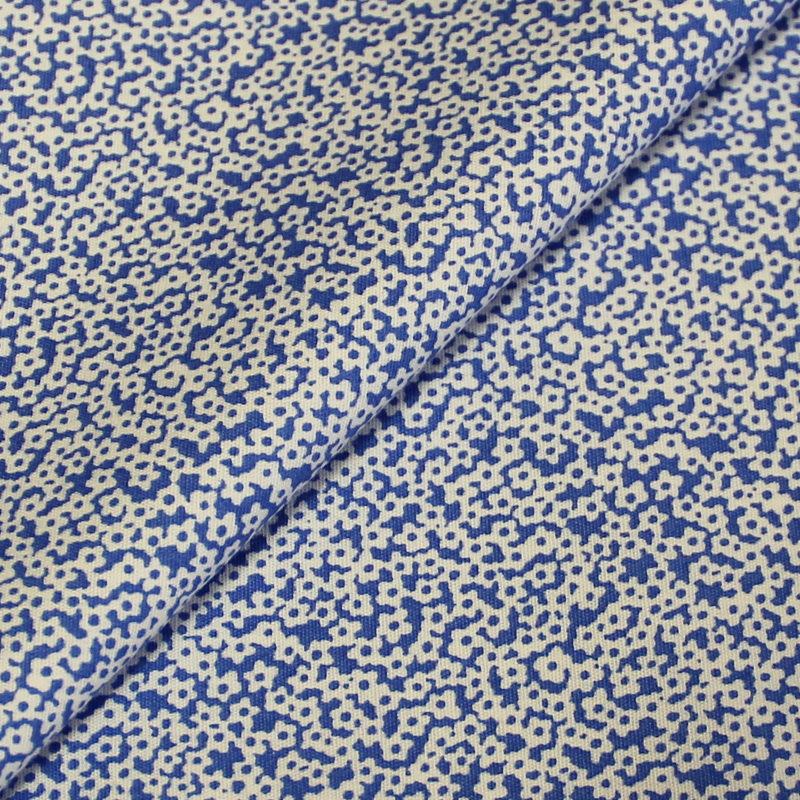 Percale de coton - Fleuri bleu