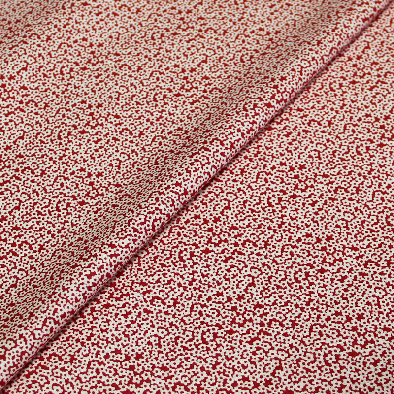 Percale de coton - Fleuri rouge