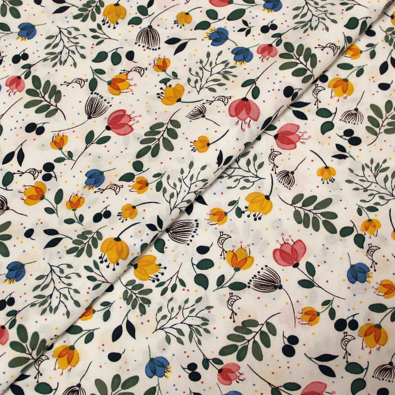 Popeline de coton imprimée - Fleurs multicolores