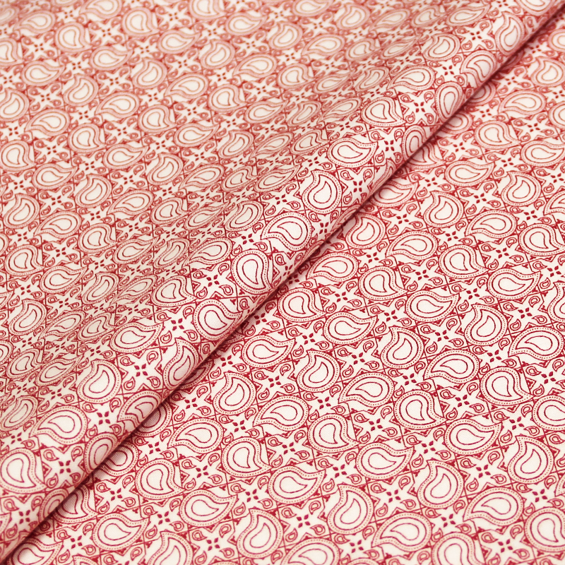 Popeline 100% coton imprimée - Cachemire rouge
