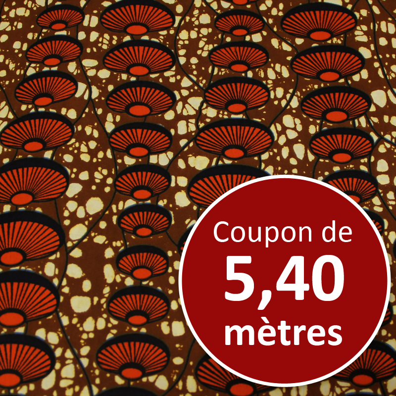 Tissu Africain WAX - Coquillage orange (coupon de 5,40 mètres)
