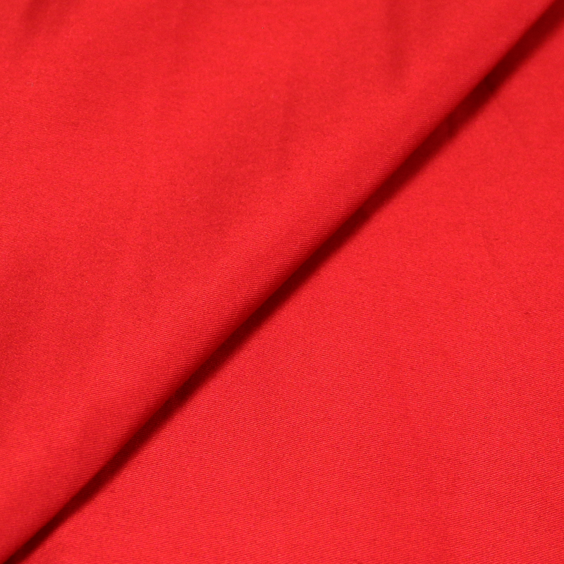 Satin de coton & élasthanne uni - Rouge calèche