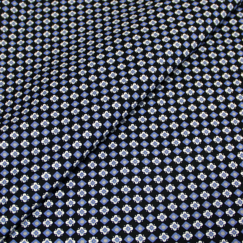 Popeline 100% coton imprimée - Moucharabieh bleu
