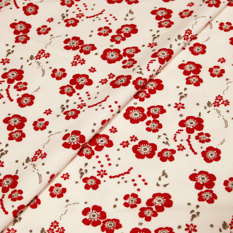 Maille milano imprimée fleuris - Rouge