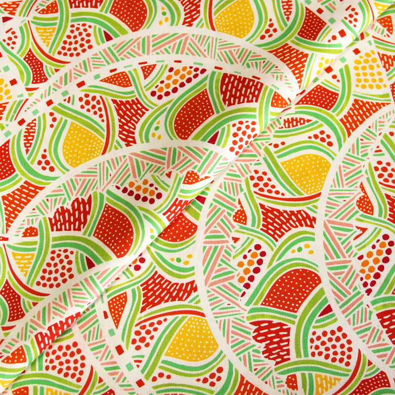 Toile de coton impression digitale - Jardin imaginaire orange & jaune