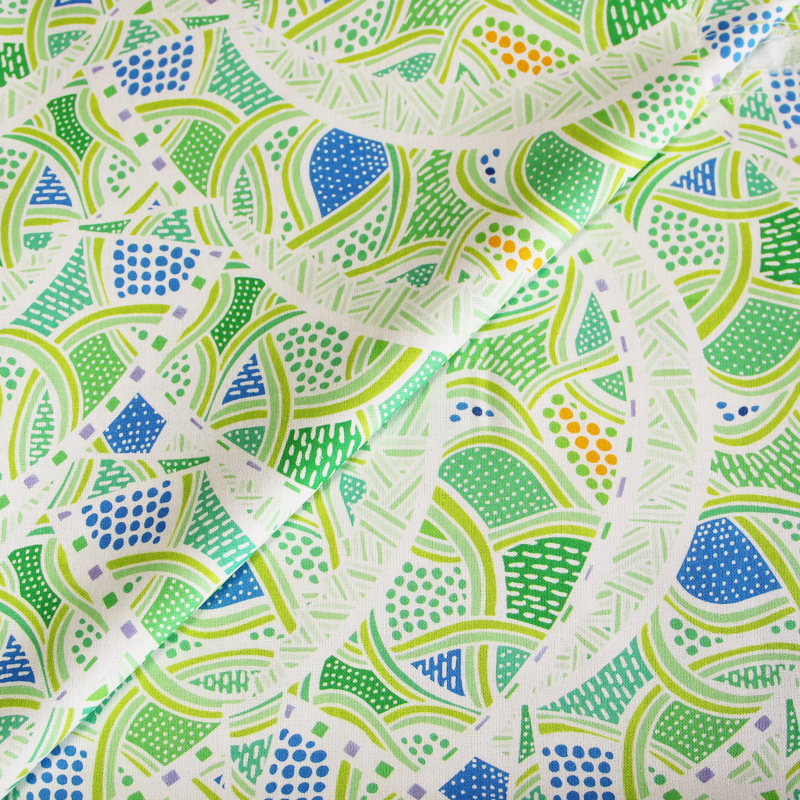 Toile de coton impression digitale - Jardin imaginaire bleu & vert