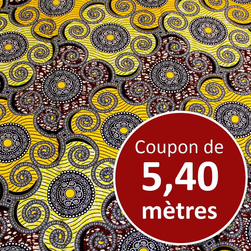 Tissu Africain WAX - Joyaux camaieu de jaune (coupon de 5,40 mètres)