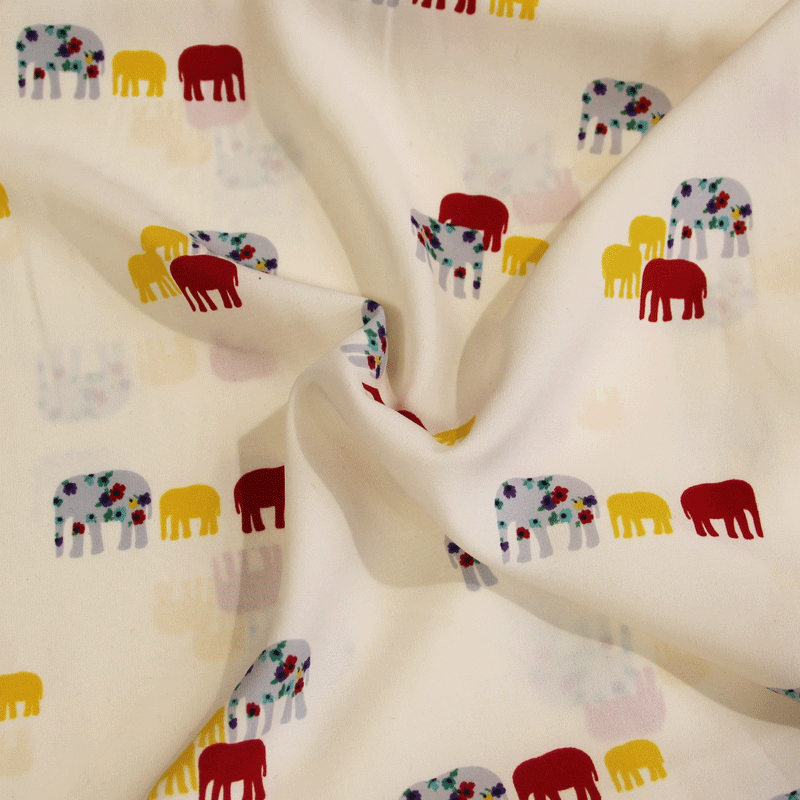 Javanaise - Éléphant multicolore fond blanc