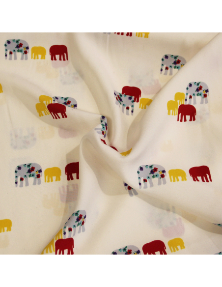 Javanaise - Éléphant multicolore fond blanc