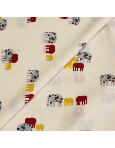 Javanaise - Éléphant multicolore fond blanc