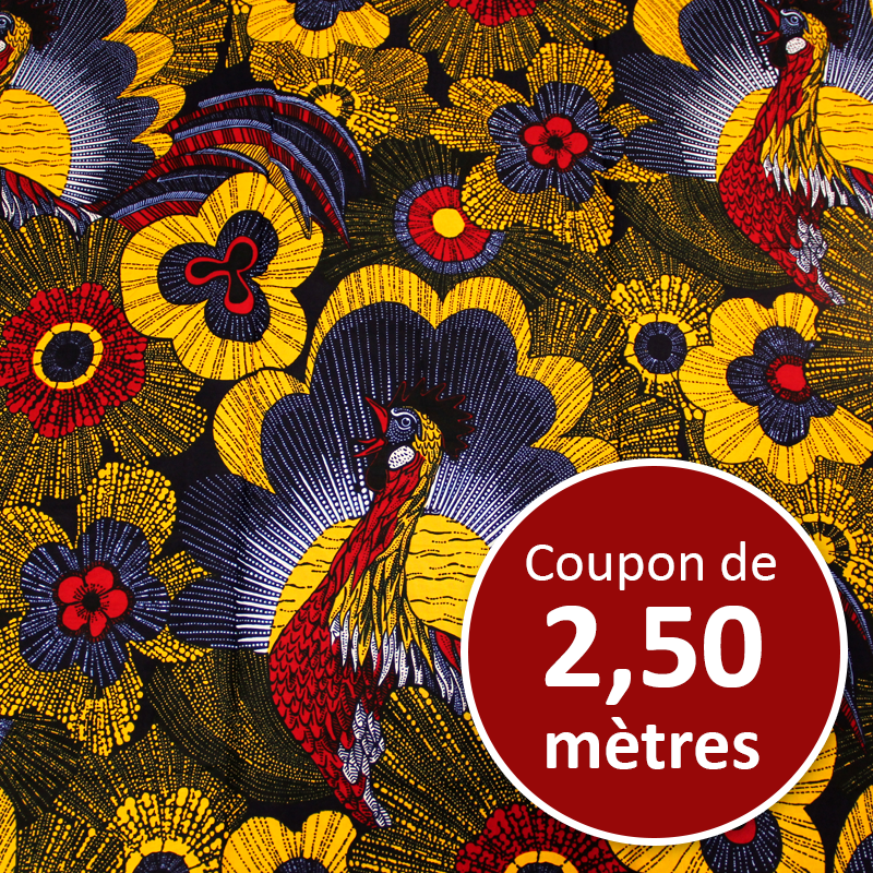 Tissu Africain WAX - Motif Poulet (coupon de 2,50 mètres)