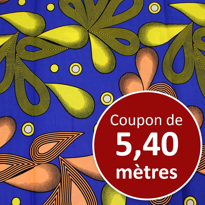 Tissu Africain WAX - Goutte jaune & pêche (coupon de 5,40 mètres)