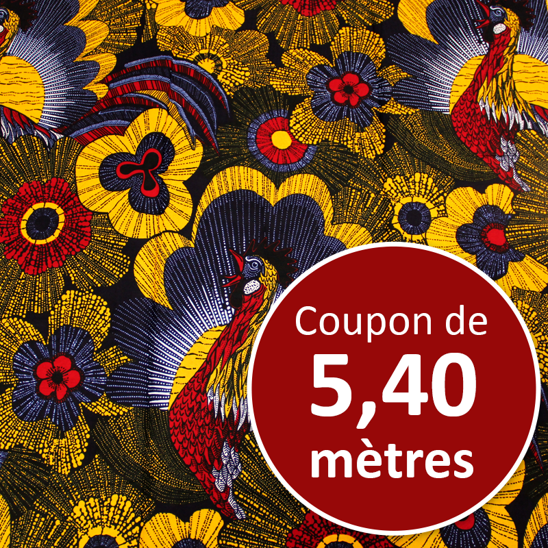 Tissu Africain WAX - Motif poulet (coupon de 5,40 mètres)