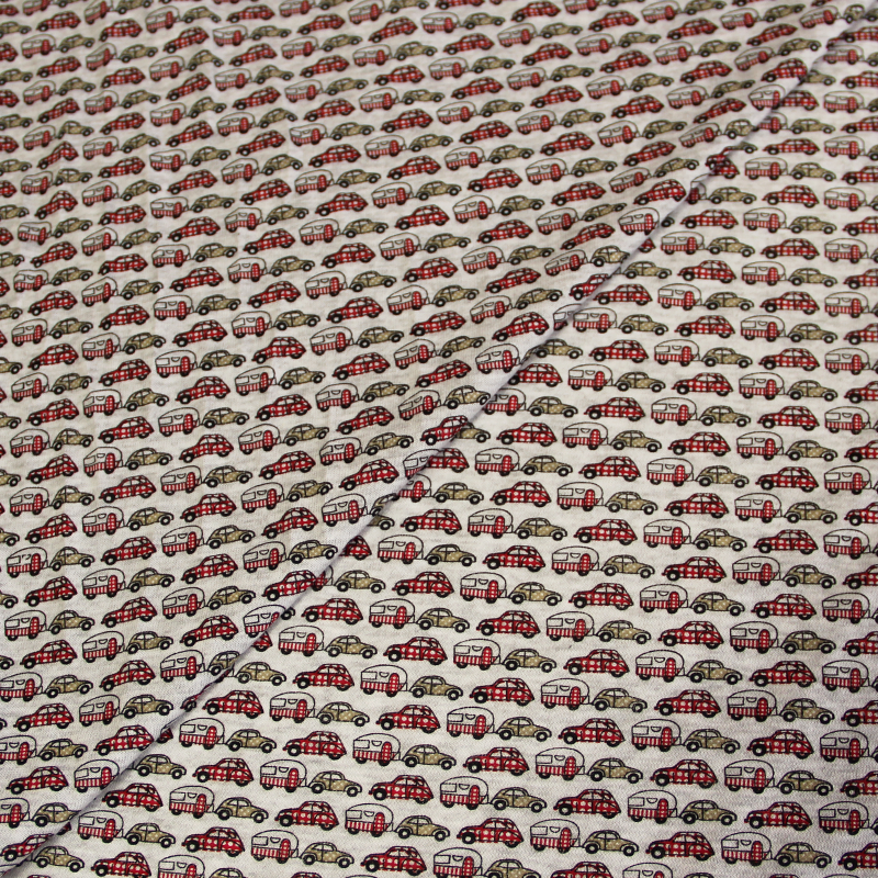 Jersey de coton imprimé - Voiture à pois