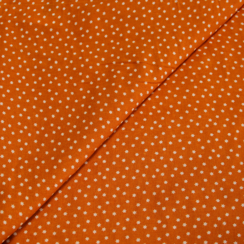 Toile de viscose imprimée - Étoile blanche fond orange 