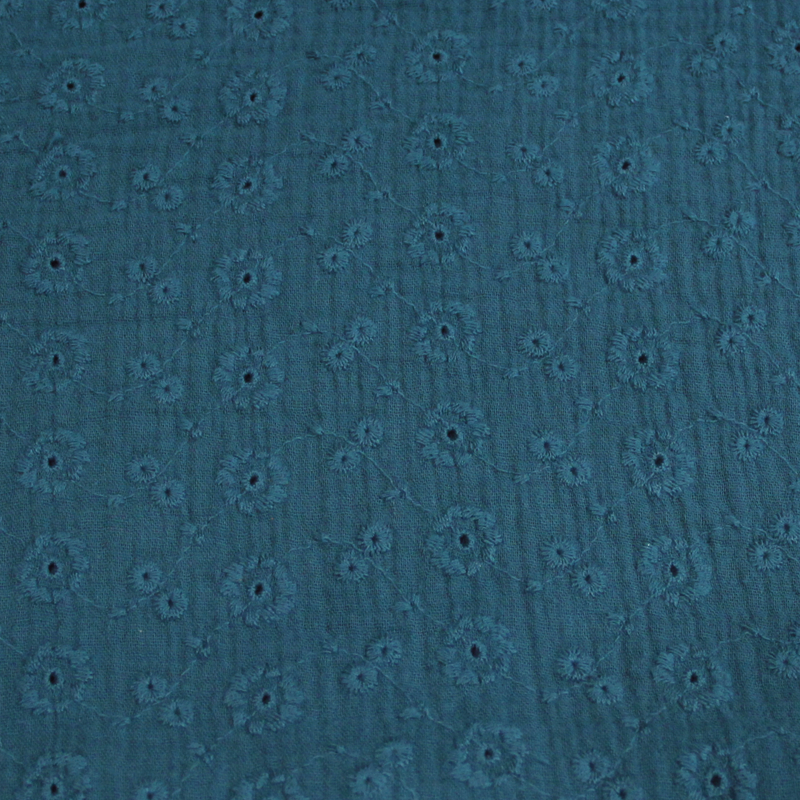 Double gaze brodée fleuri - Canard