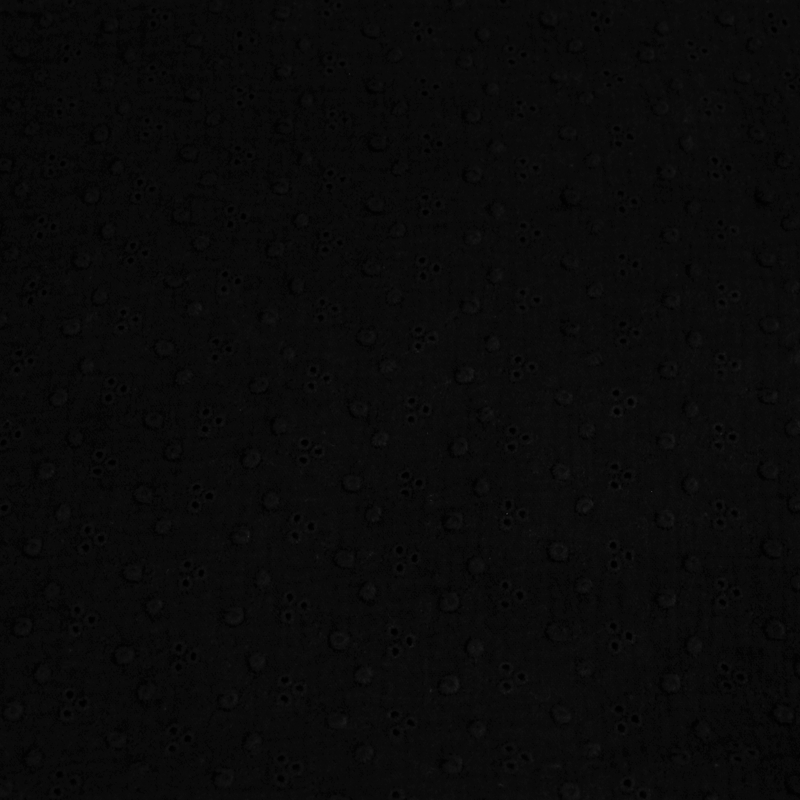 Broderie anglaise sur double gaze 3 trous - Noir