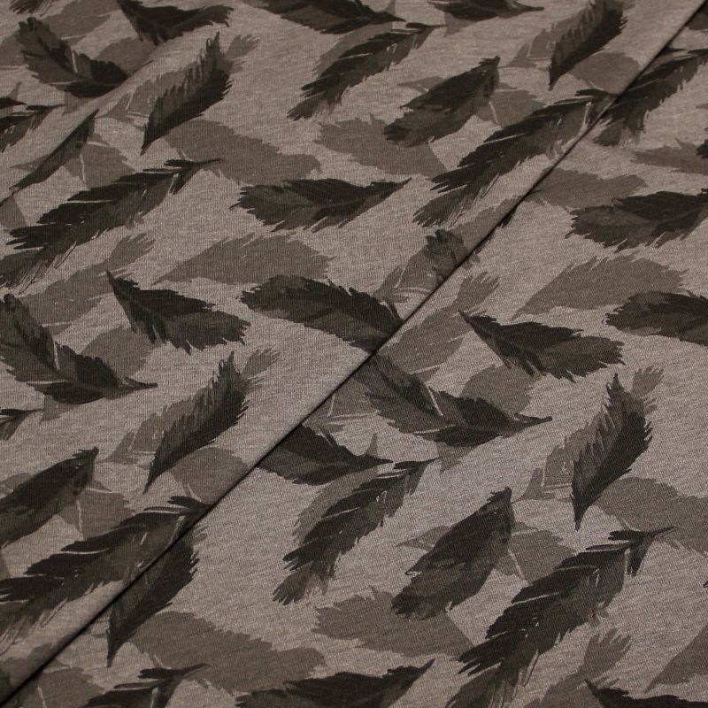 Jersey imprimé - Plume gris et anthracite